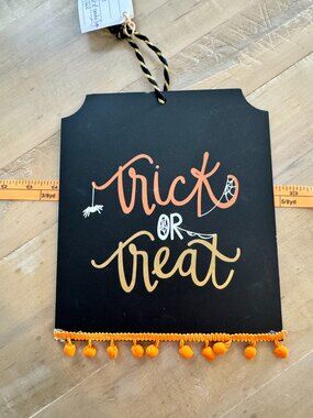 Reversible Halloween Door Hanger Sign Trick Or Treat Out Of Candy Black Orange P